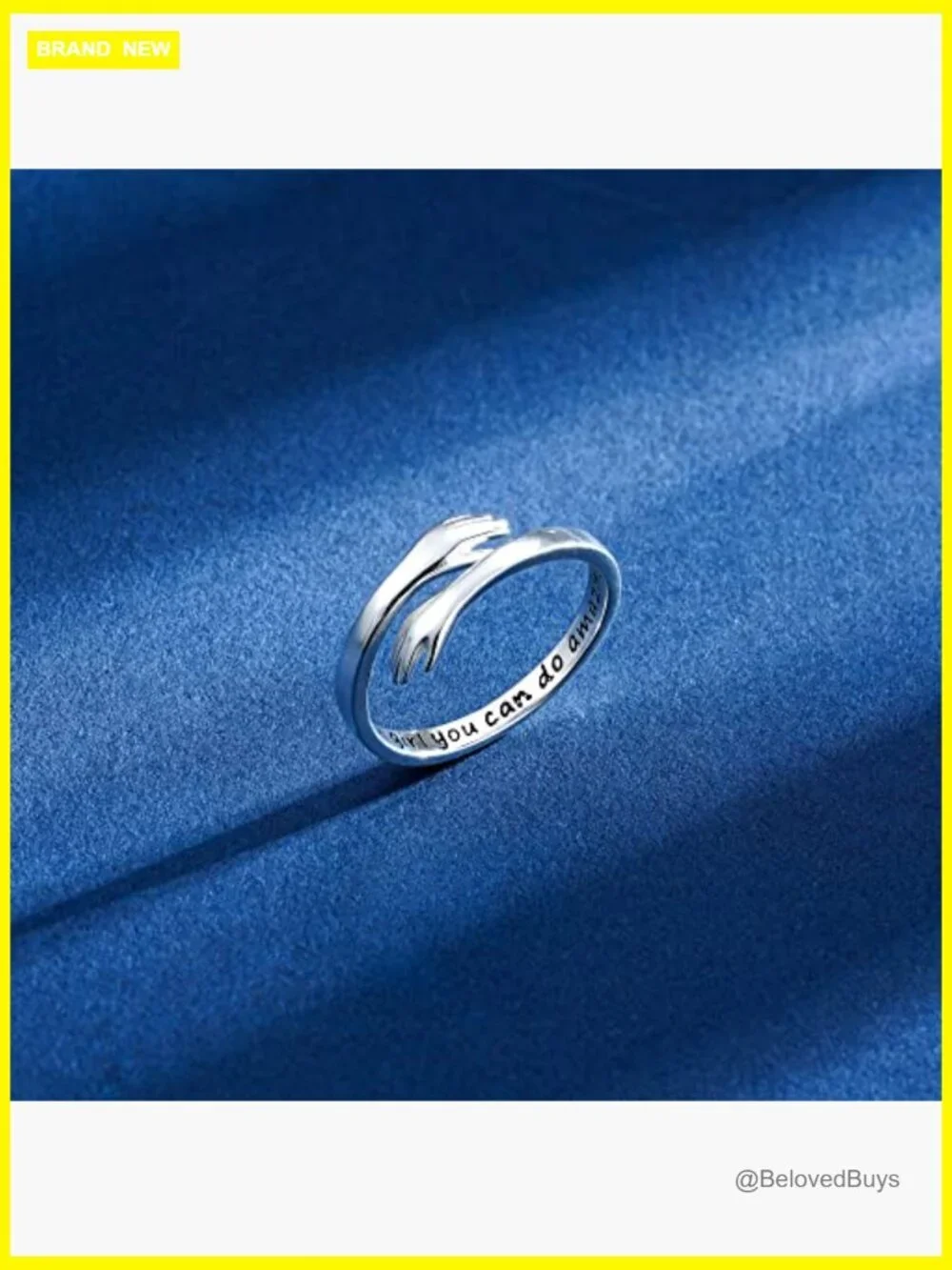 Adjustable Sterling Silver Hug Ring Size 4-10, Inspirational Gift